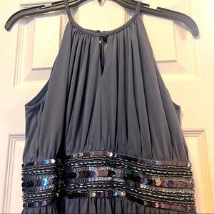 BOGO 1/2 OFF Sz Petite Medium Apt. 9 Gray Shoulder Strap Rhinestone accent Dress